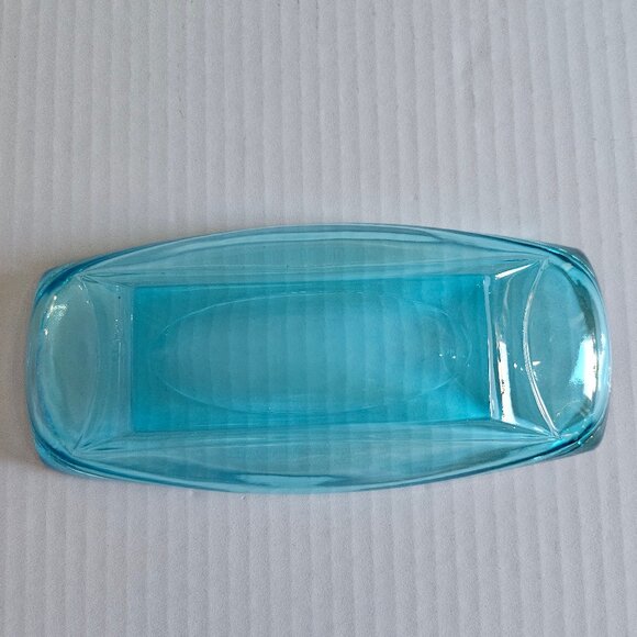 Pretty Hazel Atlas Capri Blue Rectangle Retro Glass Dish - Picture 5 of 10